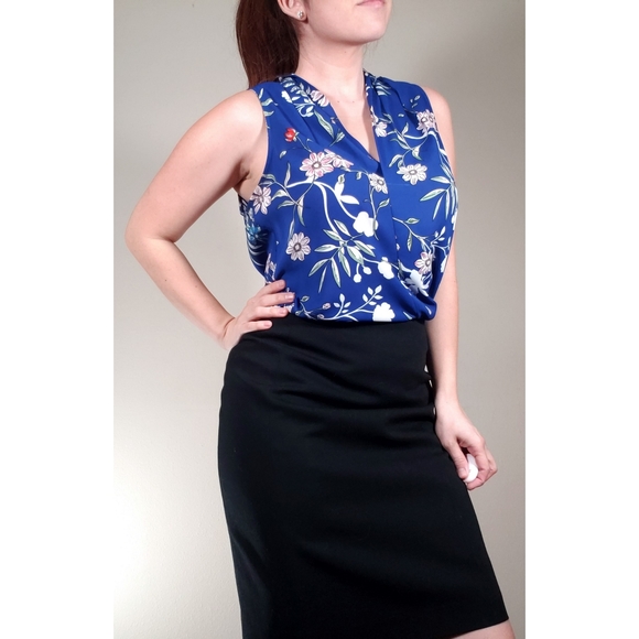 Katherine Barclay Tops - 💥CLOSING SALE💥 Cobalt Blue Floral Blouse